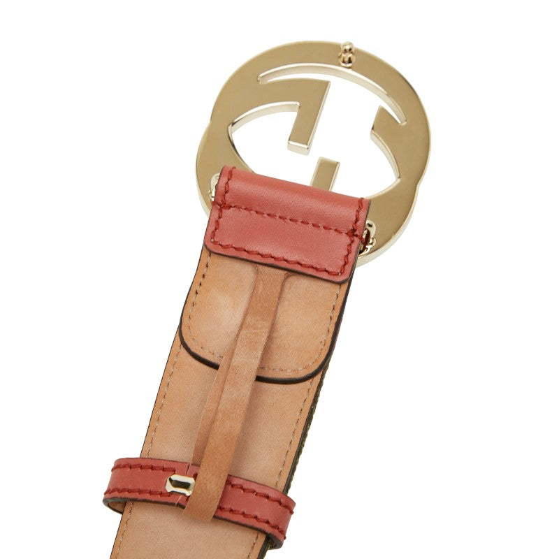 グッチ インターロッキングG レザー キャンバス ベルト