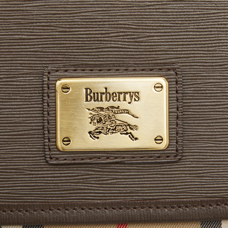 バーバリー ノバチェック シャドーホース キャンバス レザー ショルダーバッグ