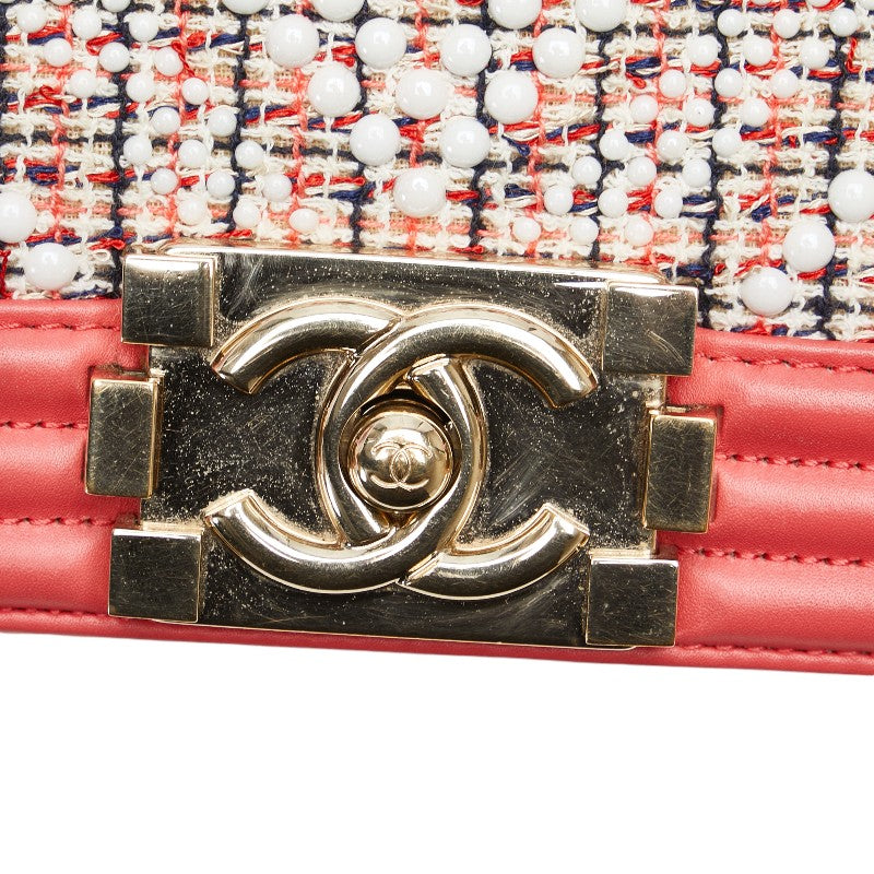 シャネル ボーイシャネル ツイードレザー ショルダーバッグ