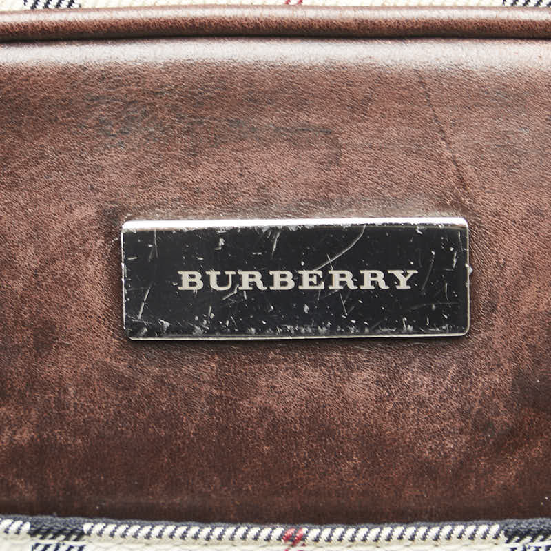 バーバリー ノバチェック キャンバス レザー ショルダーバッグ