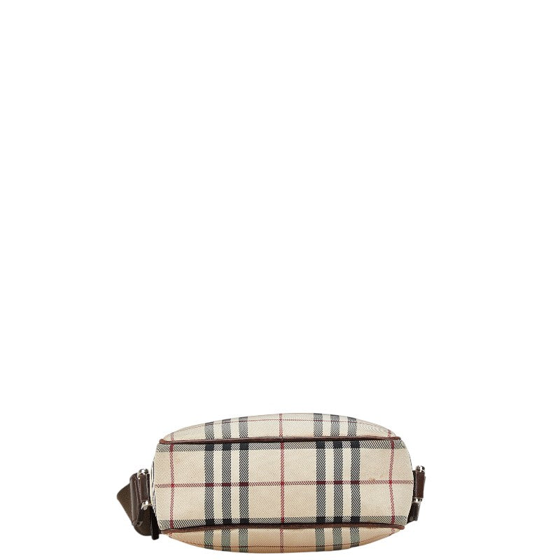 バーバリー ノバチェック キャンバス レザー ショルダーバッグ