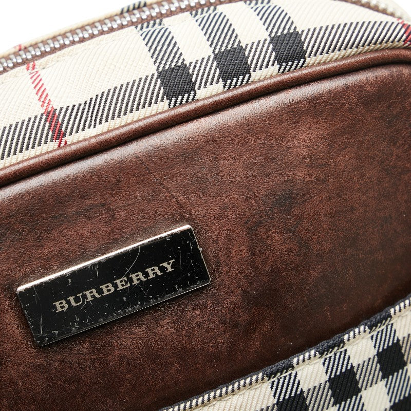バーバリー ノバチェック キャンバス レザー ショルダーバッグ