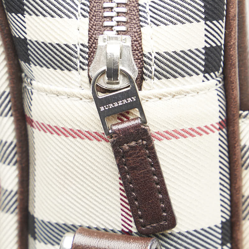 バーバリー ノバチェック キャンバス レザー ショルダーバッグ