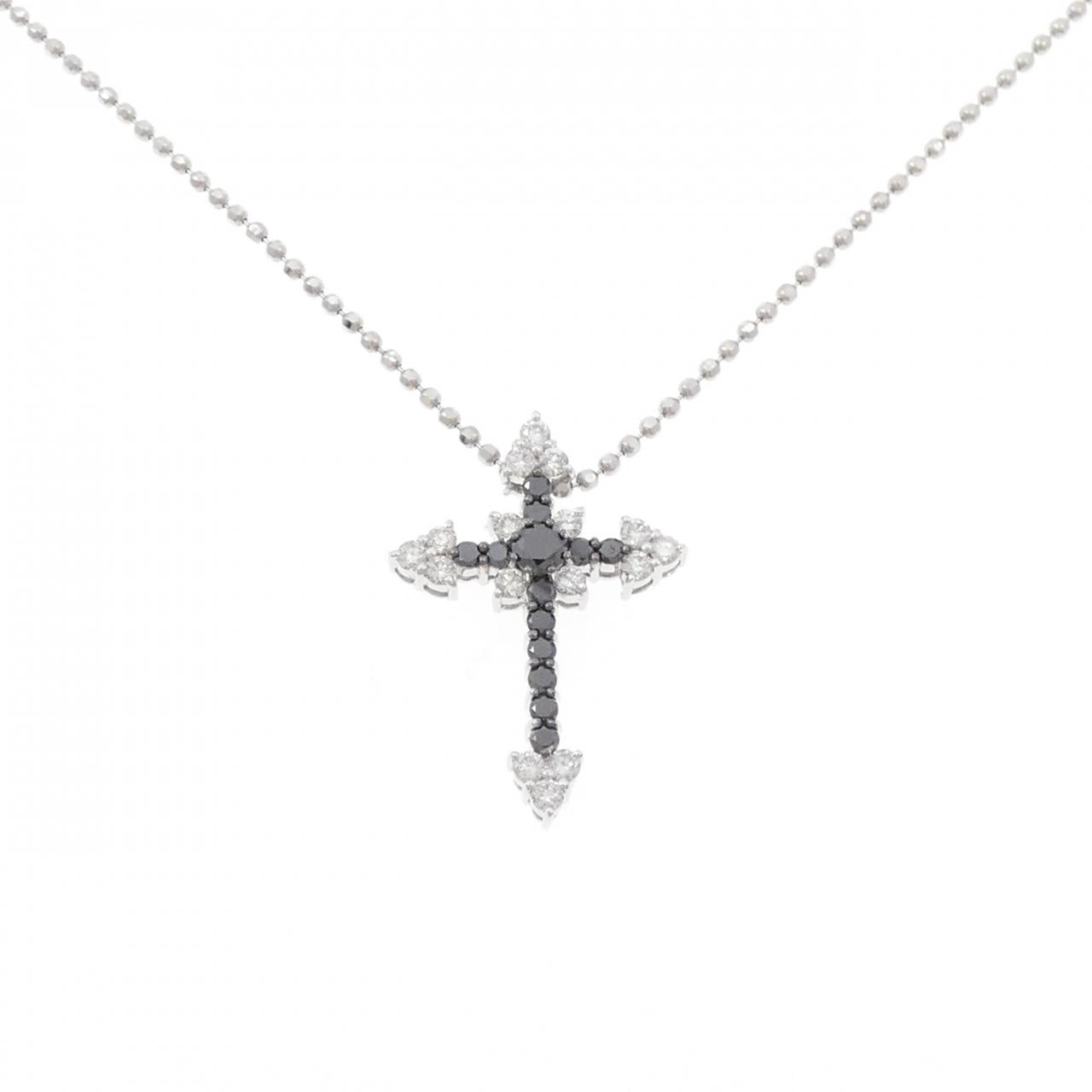 Au750/PT850 ダイヤモンド クロス ネックレス