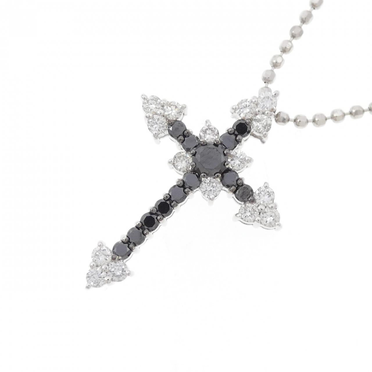 Au750/PT850 ダイヤモンド クロス ネックレス