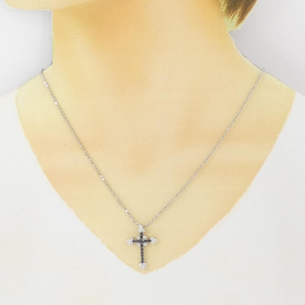 Au750/PT850 ダイヤモンド クロス ネックレス