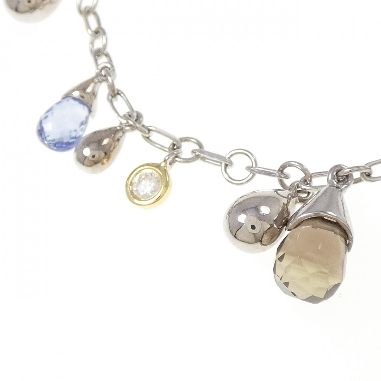 Au750 ホワイト/イエローゴールド カラーストーン ネックレス