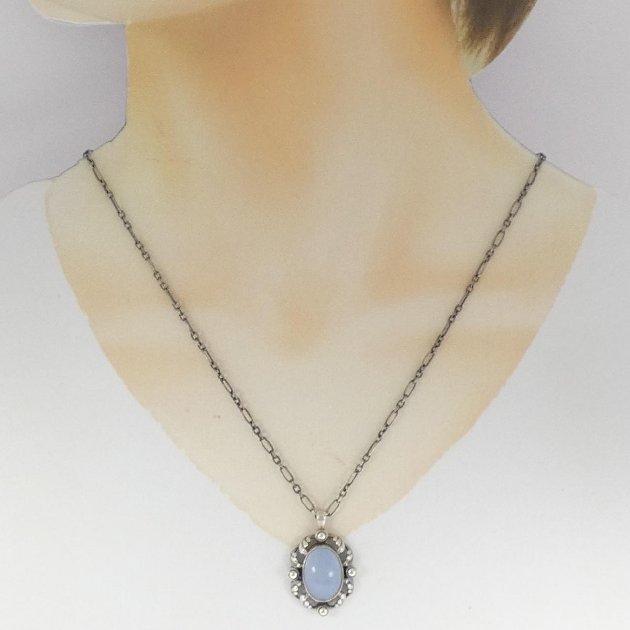 ジョージ ジェンセン 925 シルバー カルセドニー ネックレス