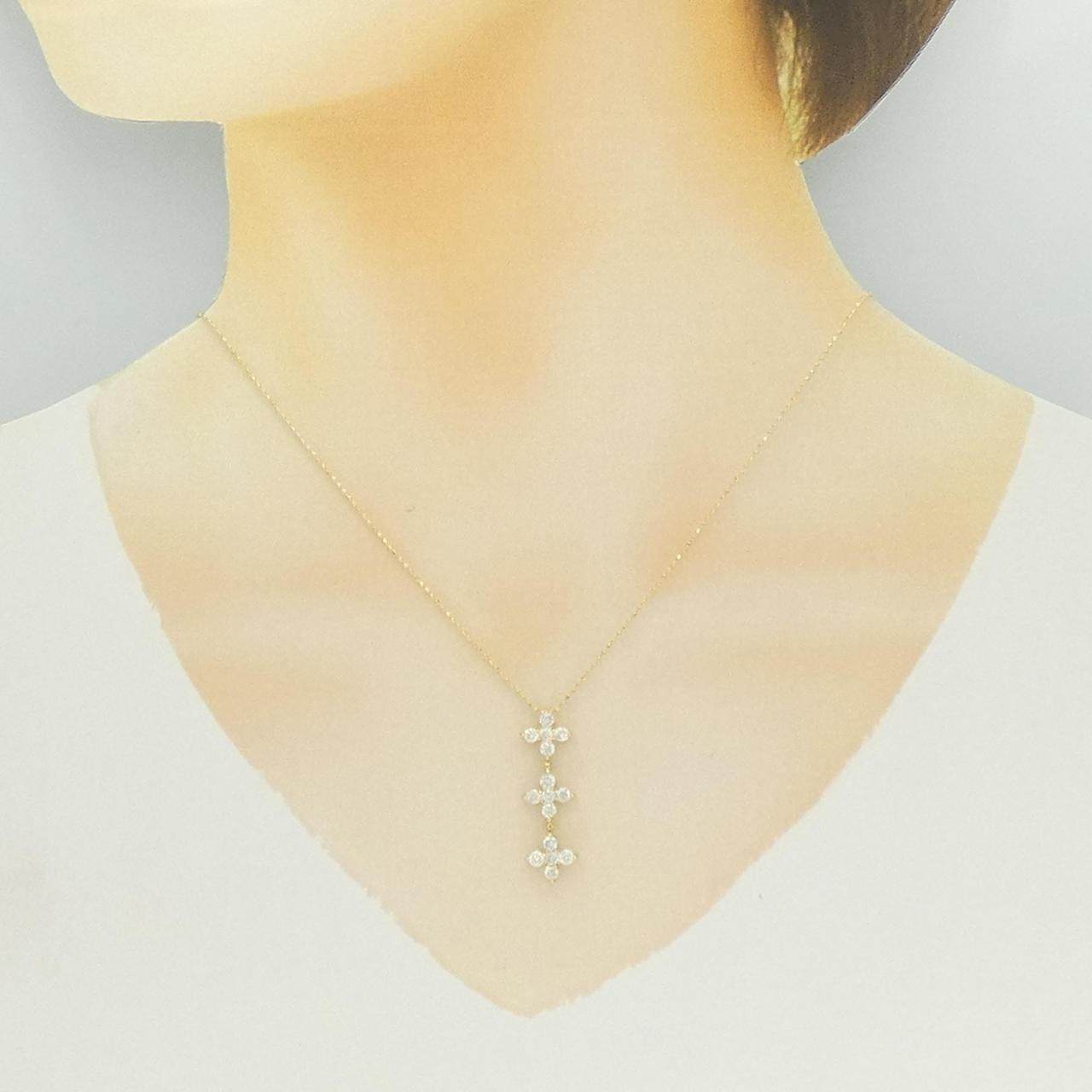Au750 フラワー ダイヤモンドネックレス