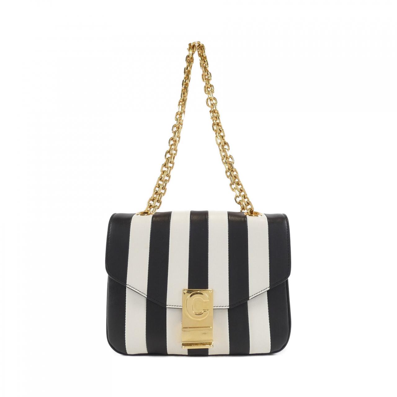 セリーヌ SMALL C STRIPES レザーショルダーバッグ