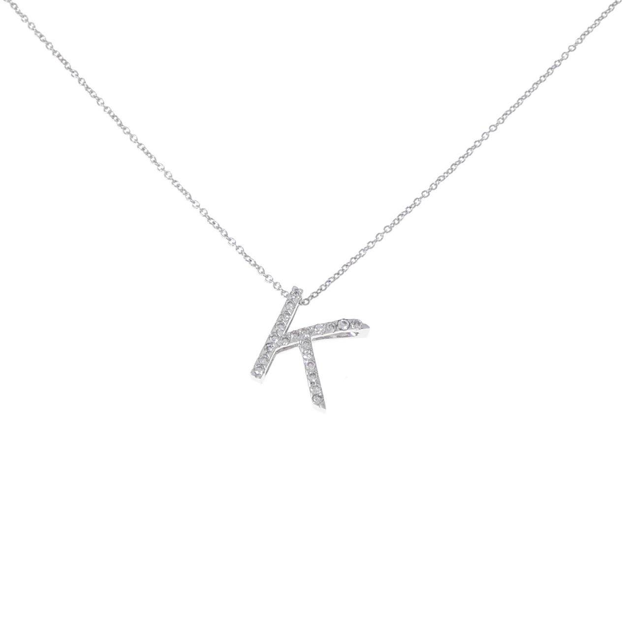 K18WG ダイヤモンド イニシャルK ネックレス