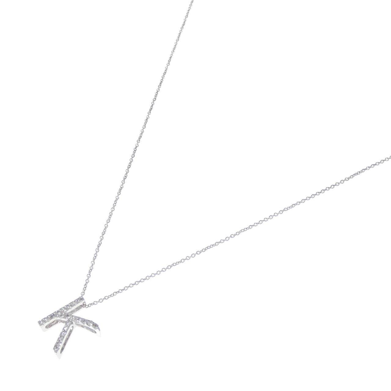 K18WG ダイヤモンド イニシャルK ネックレス
