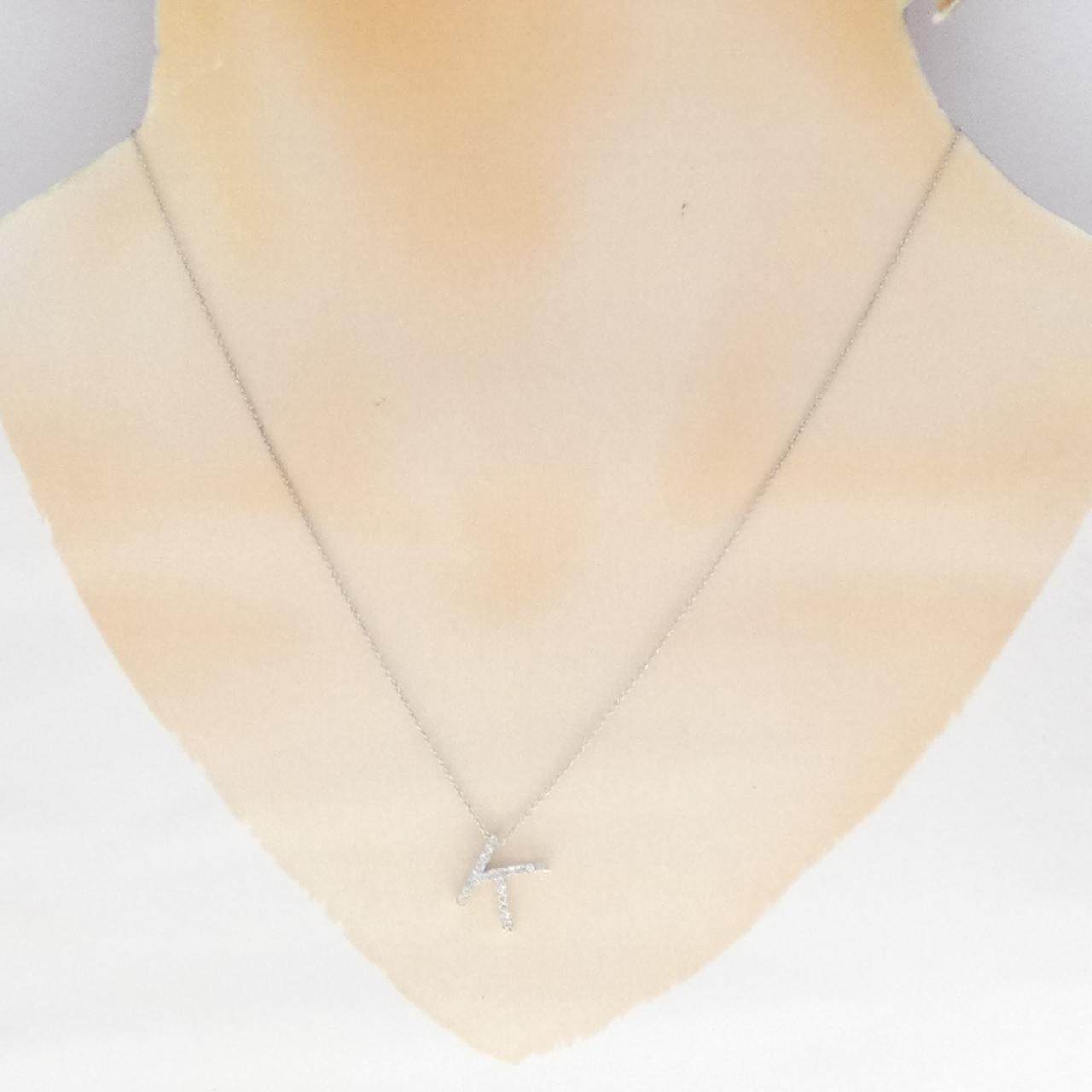 K18WG ダイヤモンド イニシャルK ネックレス