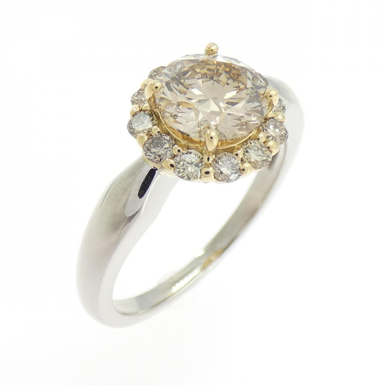 ジーエスティービー プラチナ950 K18イエローゴールド ダイヤモンド リング