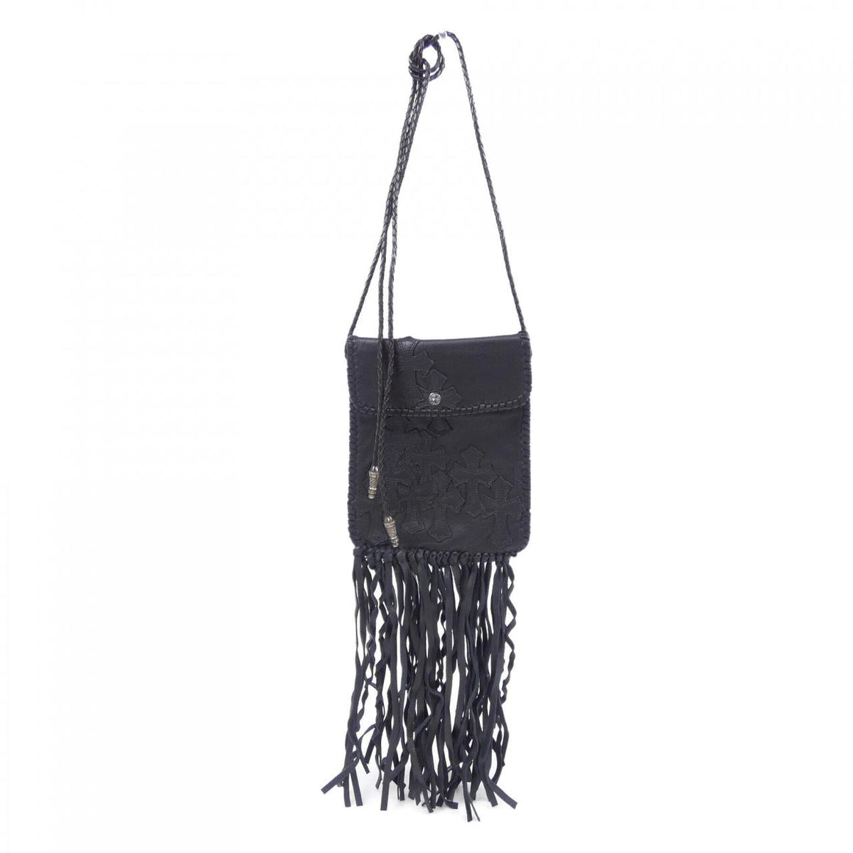 クロムハーツ FLAT HIPPIE W/FRINGE レザーショルダーバッグ