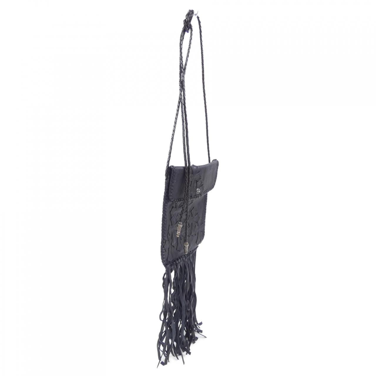 クロムハーツ FLAT HIPPIE W/FRINGE レザーショルダーバッグ