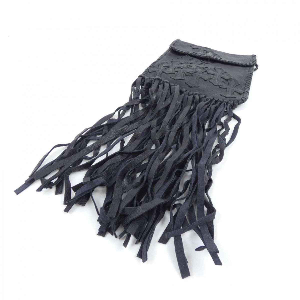 クロムハーツ FLAT HIPPIE W/FRINGE レザーショルダーバッグ