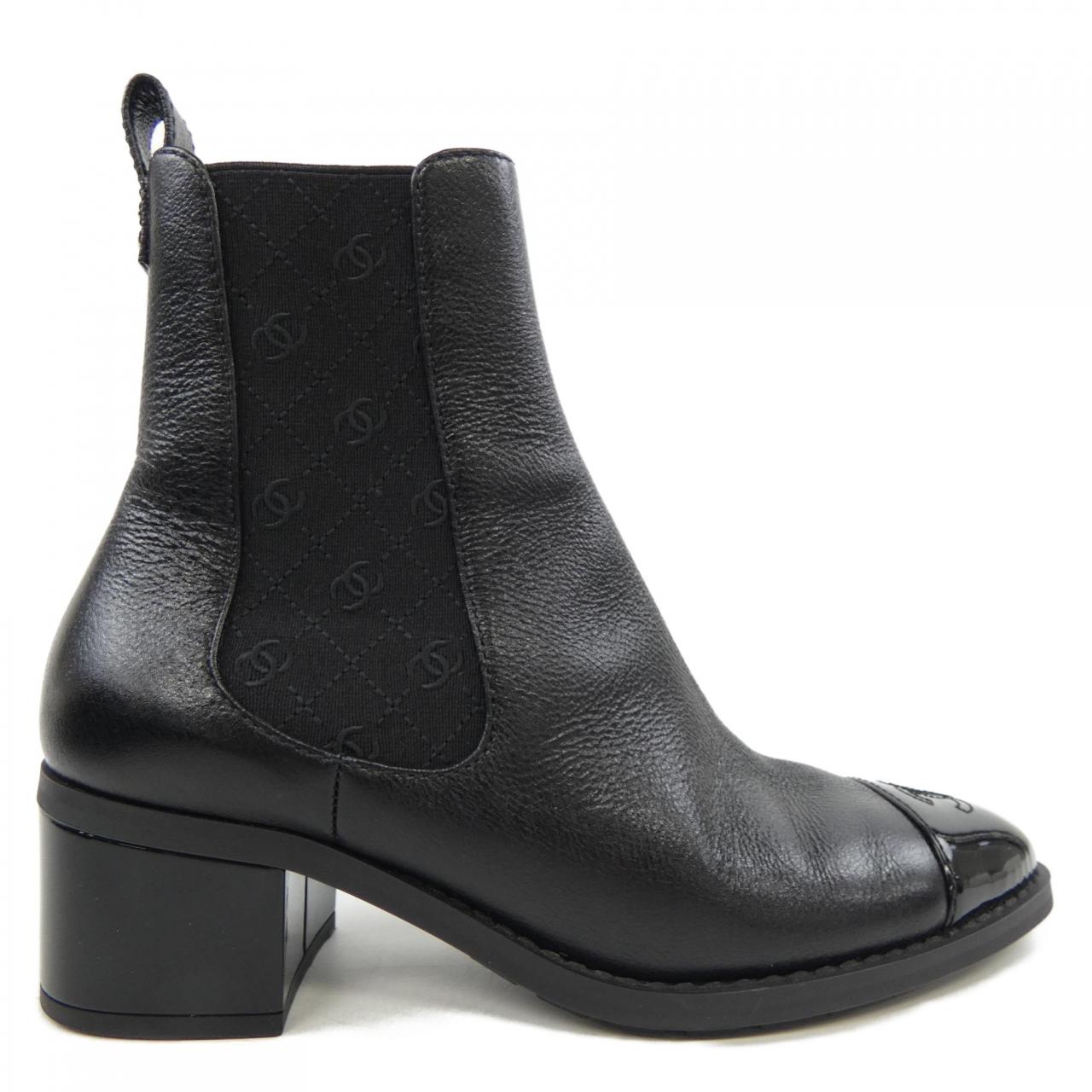 シャネル SHORT BOOTS シャイニーグレインカーフスキン パテントカーフスキン ブーツ