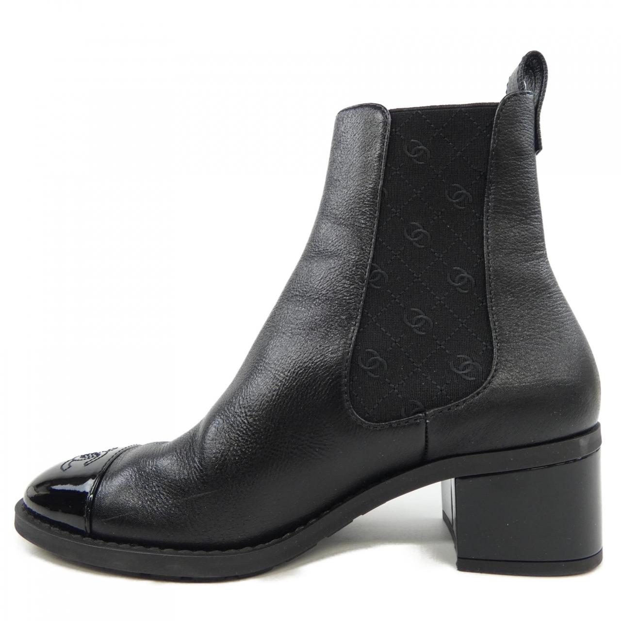 シャネル SHORT BOOTS シャイニーグレインカーフスキン パテントカーフスキン ブーツ