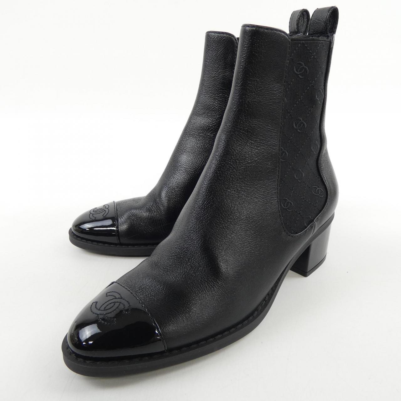 シャネル SHORT BOOTS シャイニーグレインカーフスキン パテントカーフスキン ブーツ