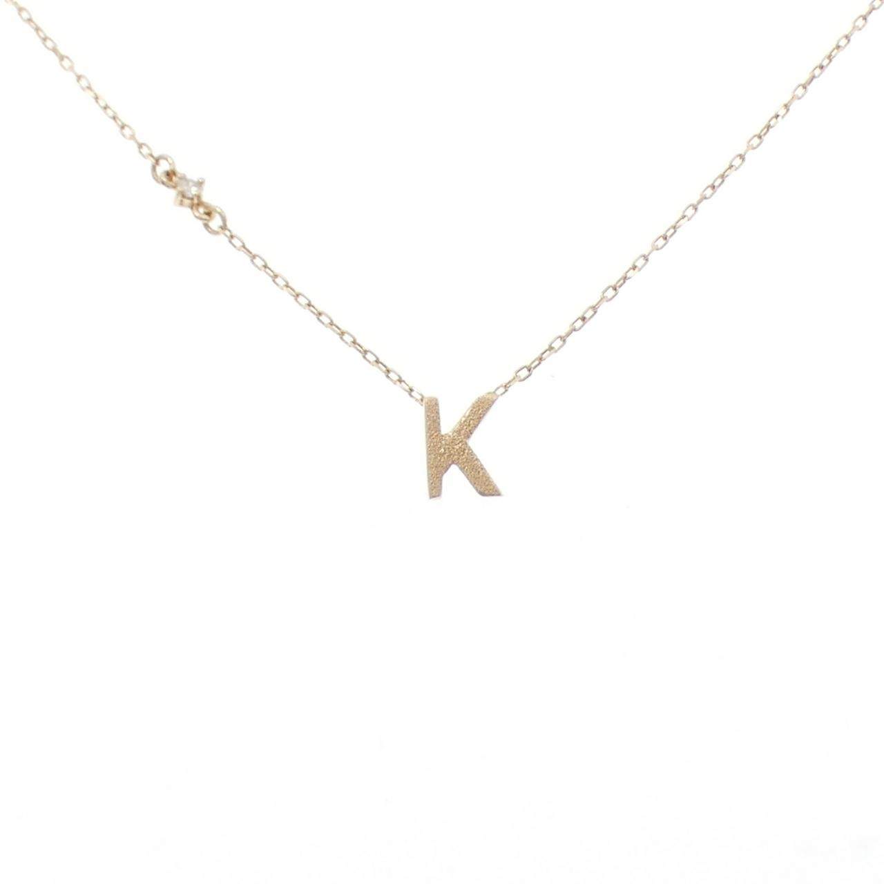 K10イエローゴールド イニシャルK ダイヤモンド ネックレス