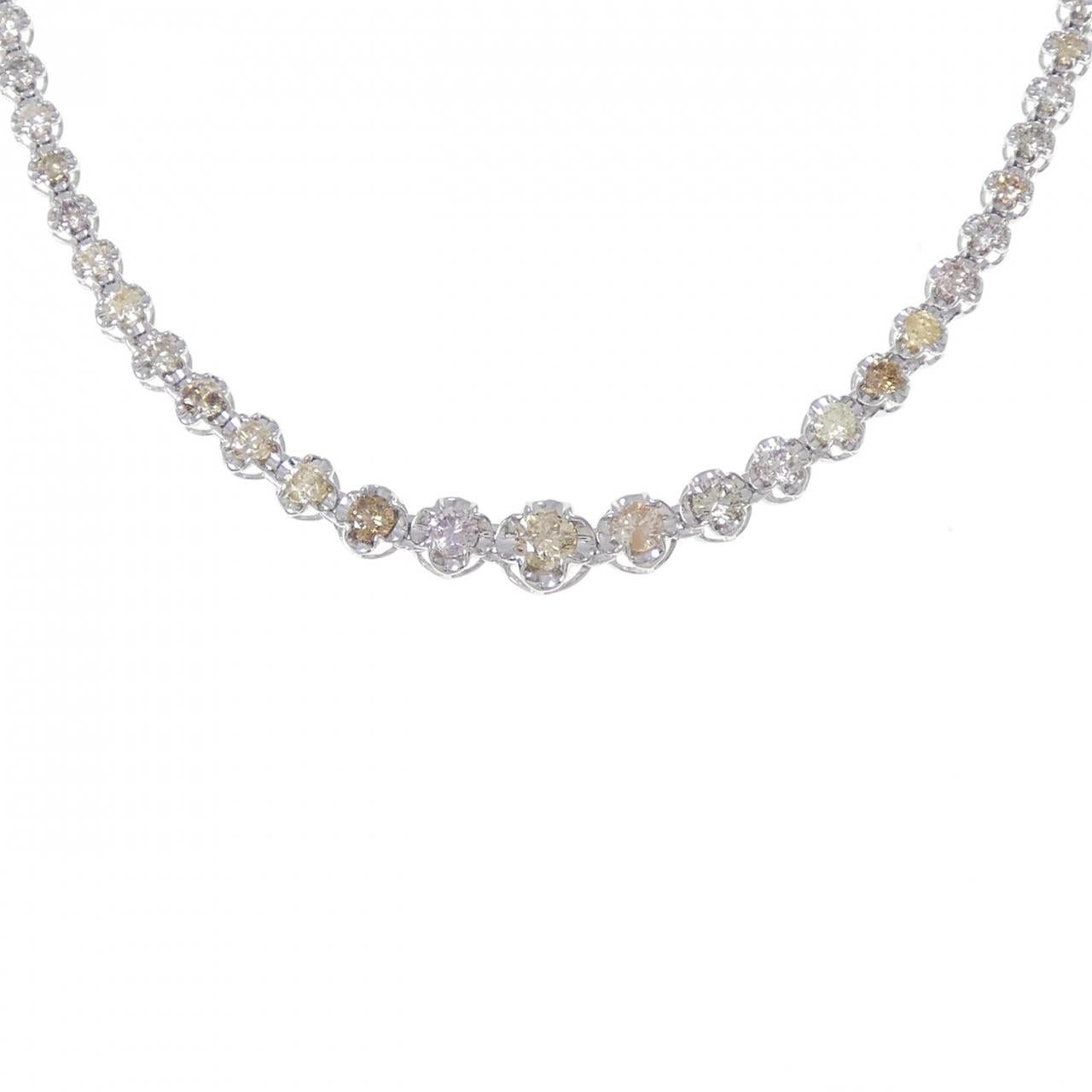 Au750ホワイトゴールド ダイヤモンドネックレス 5.00CT