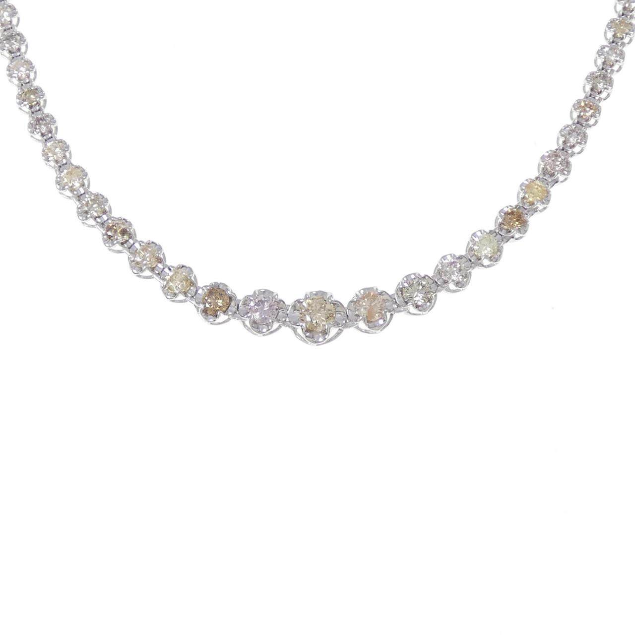 Au750ホワイトゴールド ダイヤモンドネックレス 5.00CT
