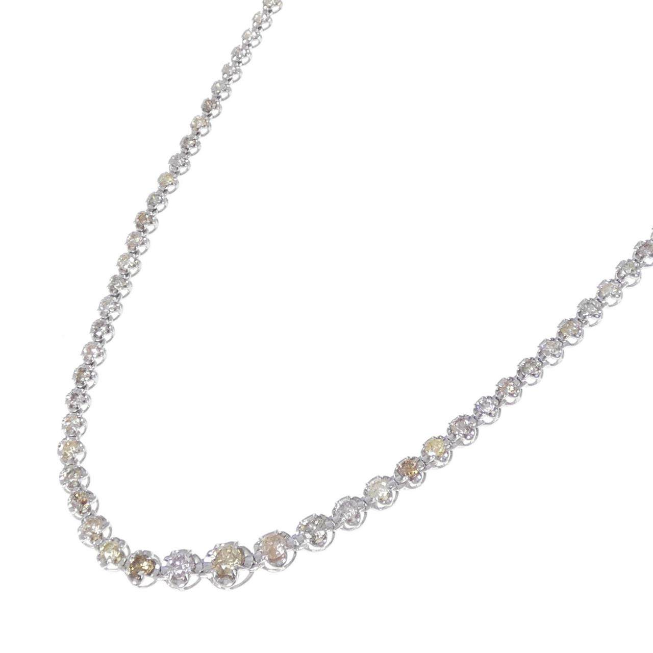 Au750ホワイトゴールド ダイヤモンドネックレス 5.00CT