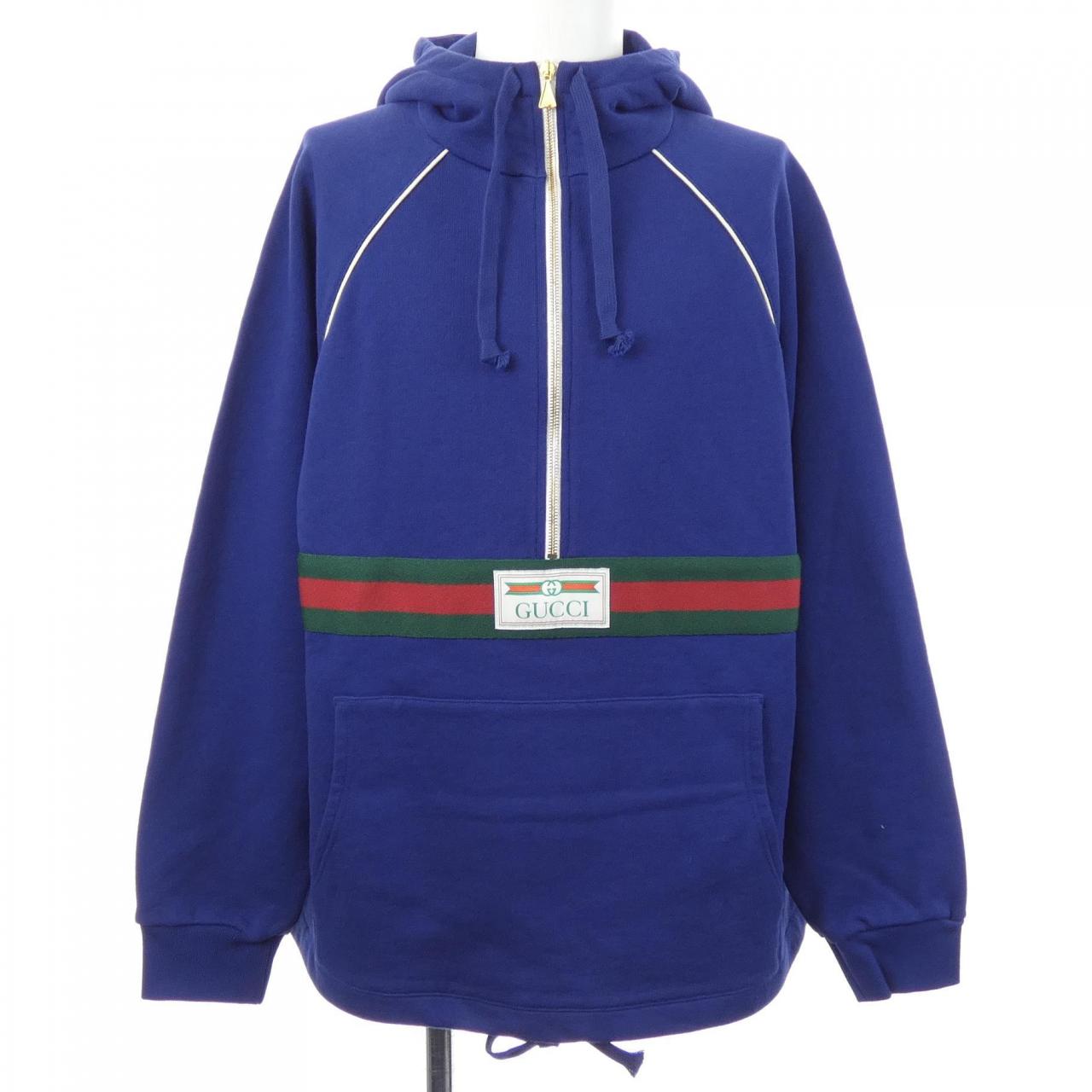 グッチ ウェブ&GUCCIラベル コットンパーカー