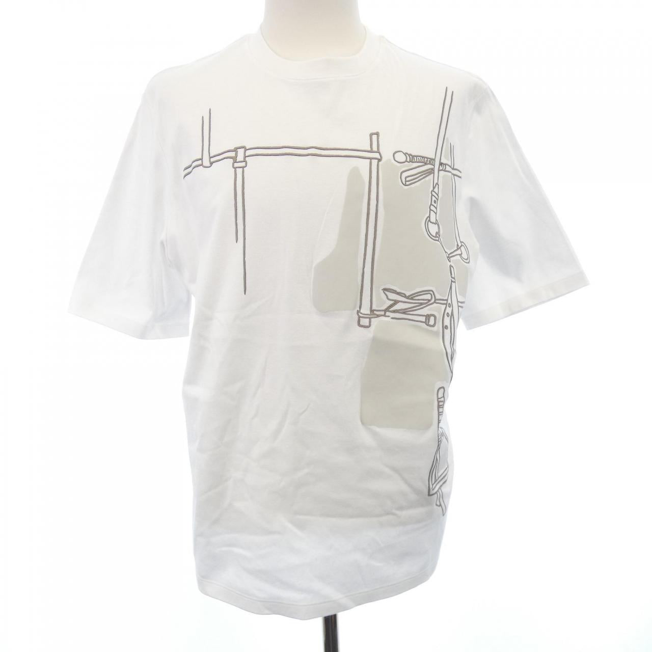 エルメス HARNAIS EN GOUACHE 3D コットンTシャツ