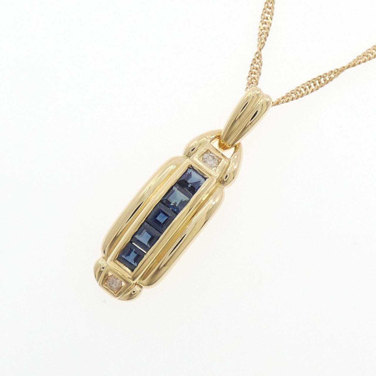 K18イエローゴールド サファイア ダイヤモンド ネックレス