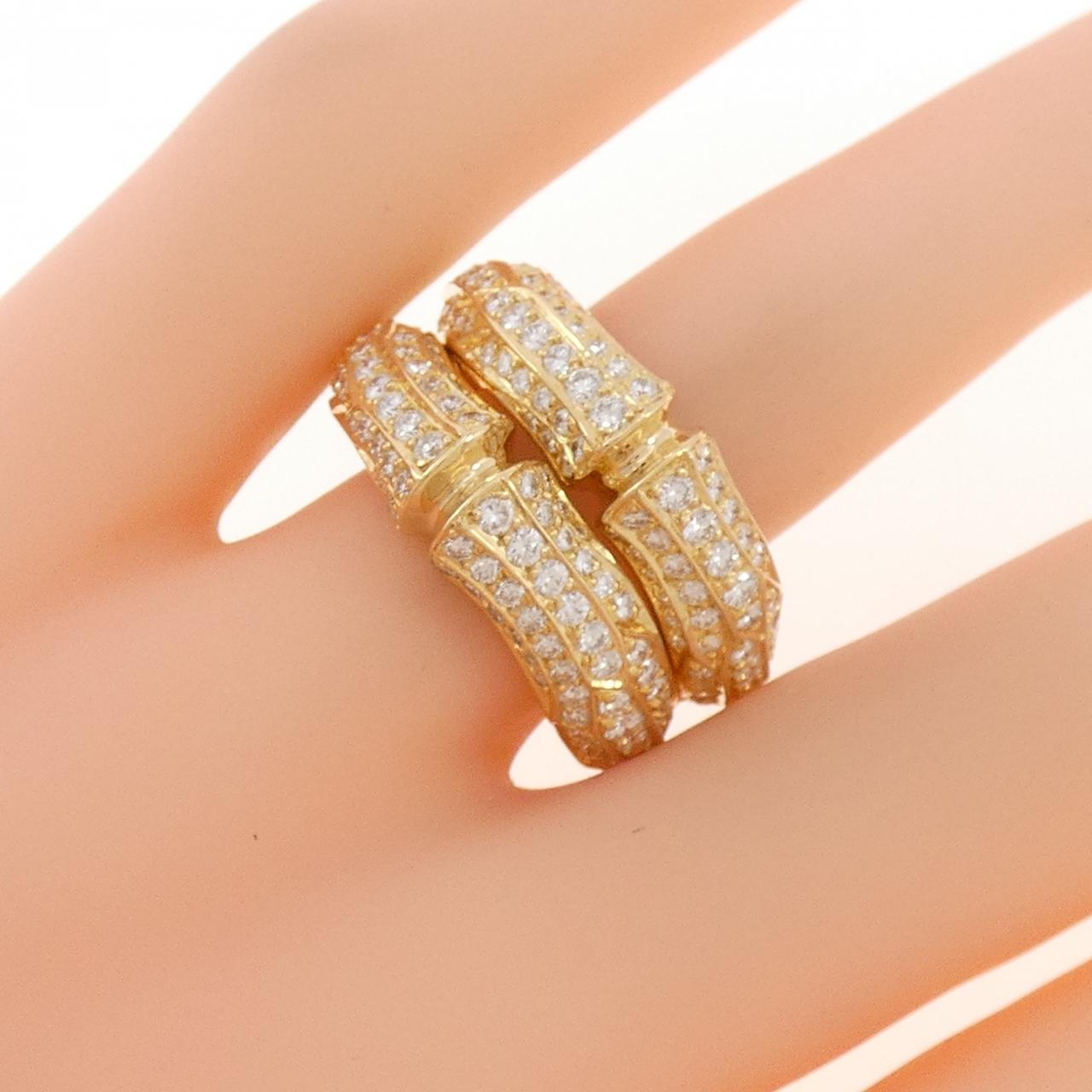 カルティエ バンブー2ロウ Au750 リング 15号