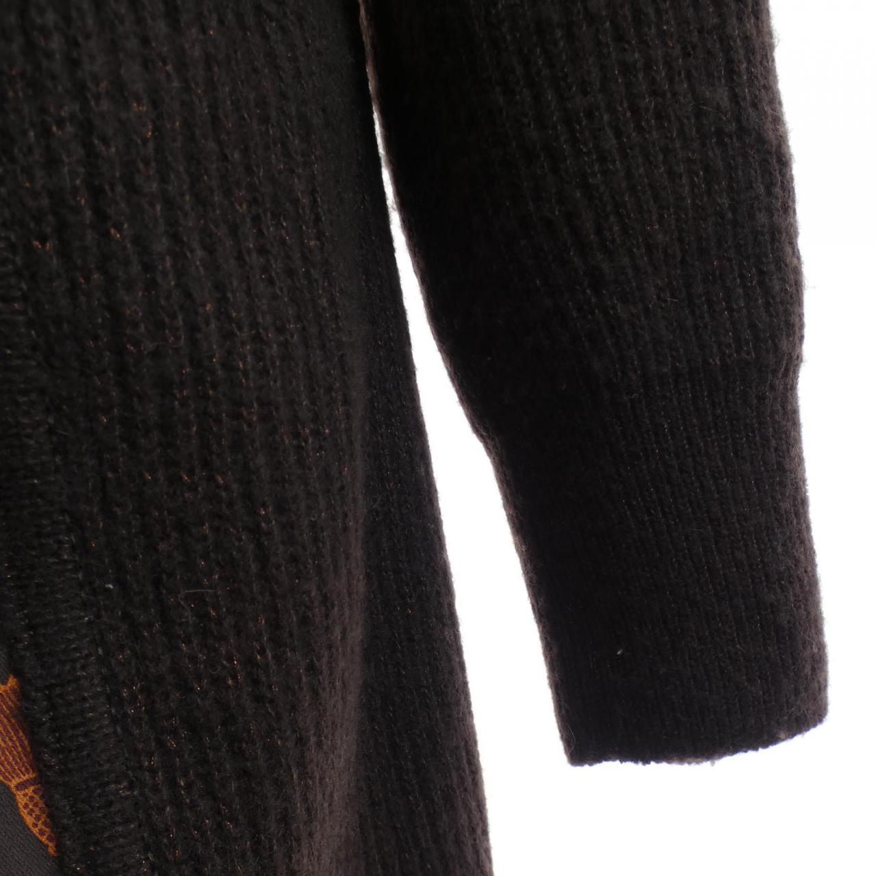 エルメス LES TAMBOURS FINESSE38 カシミヤ混ロングカーディガン