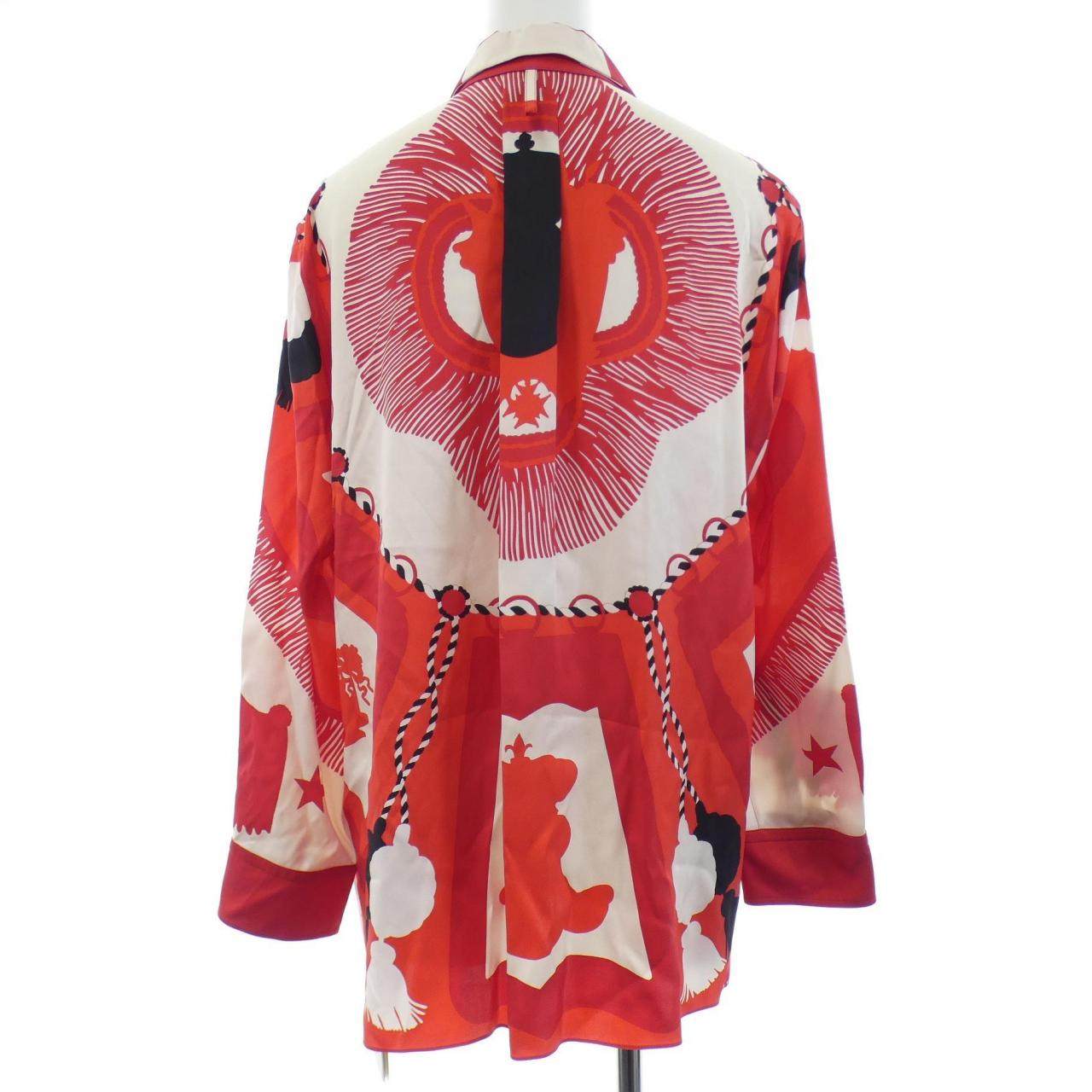 エルメス POSTE ET CAVALERIE シルクシャツ