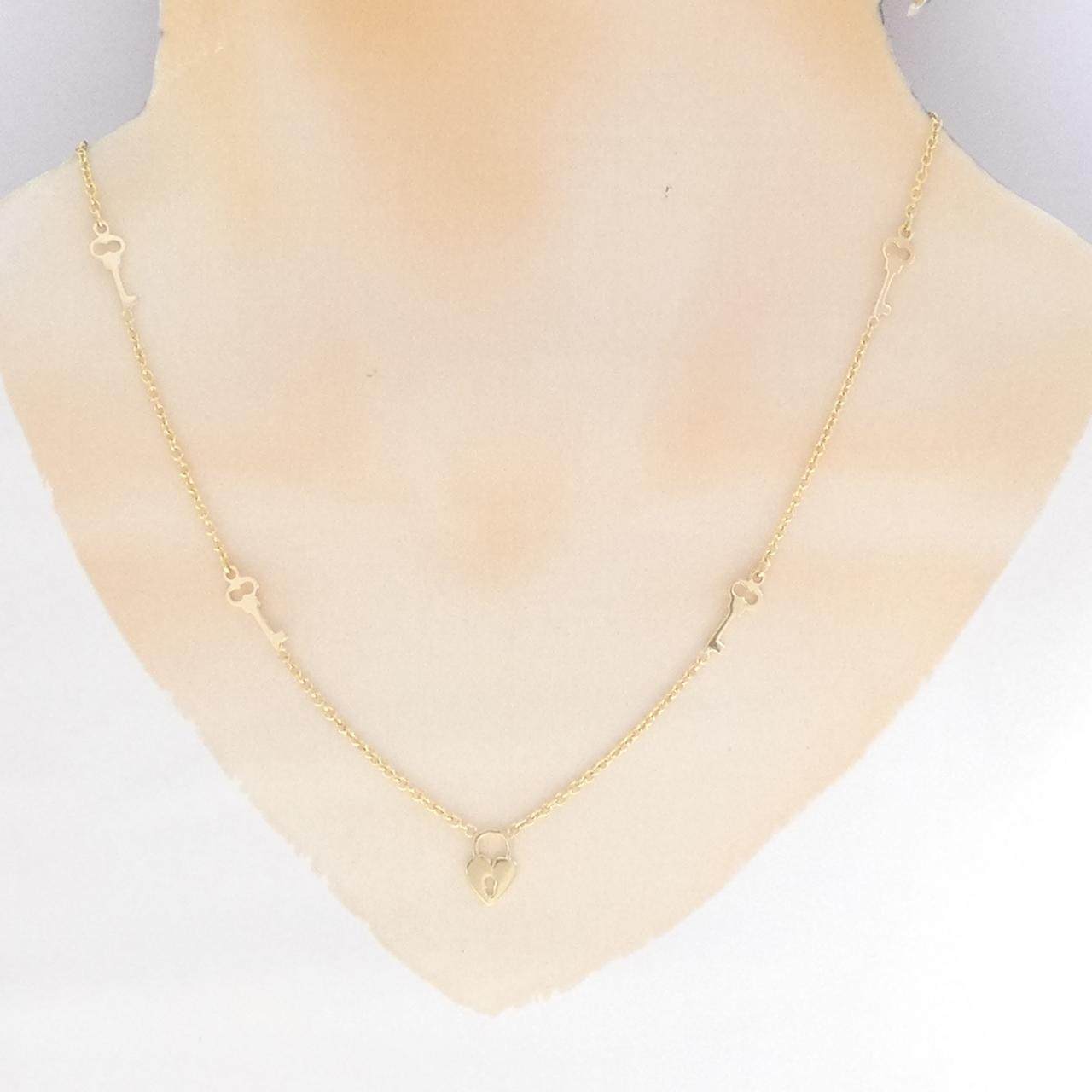 750イエローゴールド ハートキー ネックレス