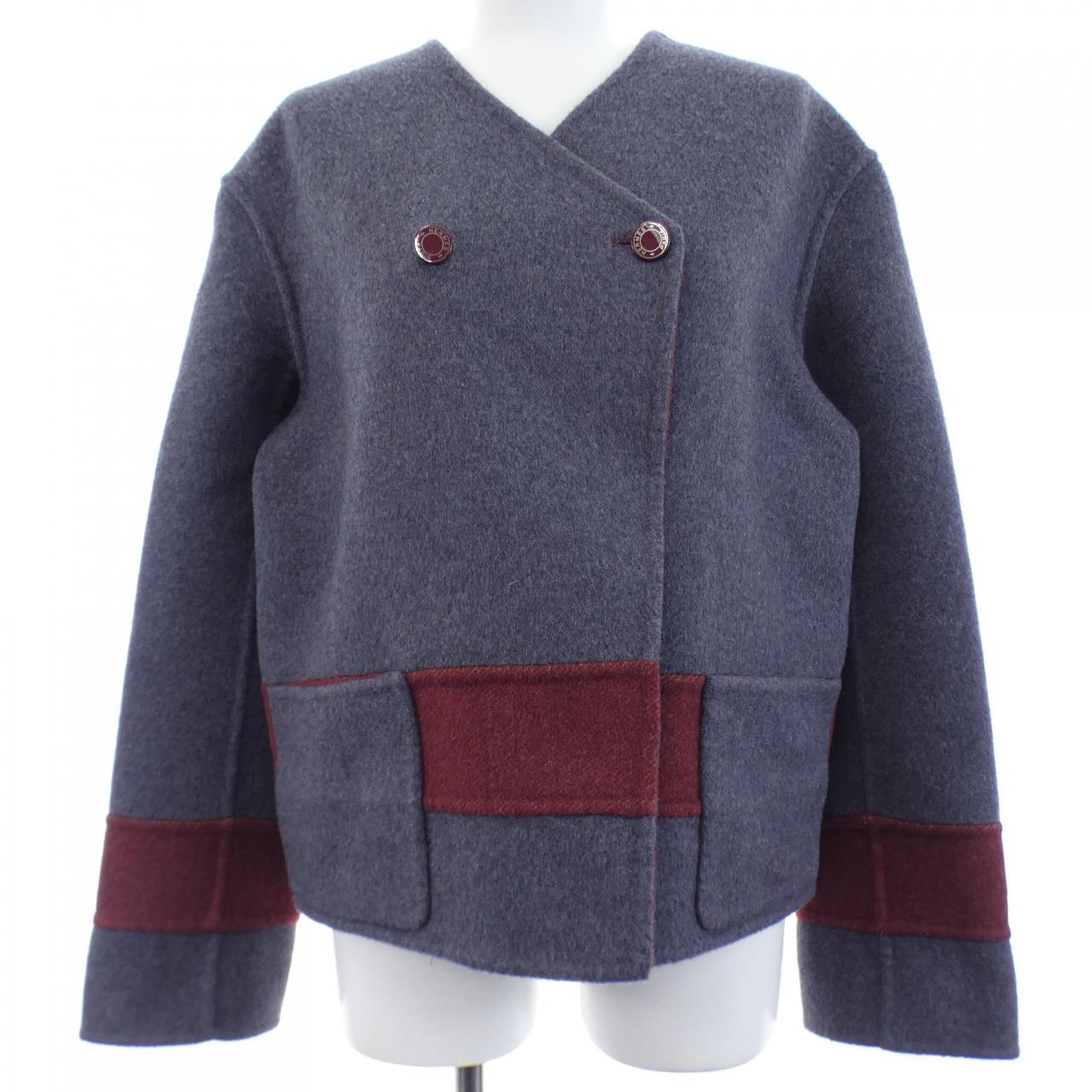 エルメス カシミヤノーカラージャケット