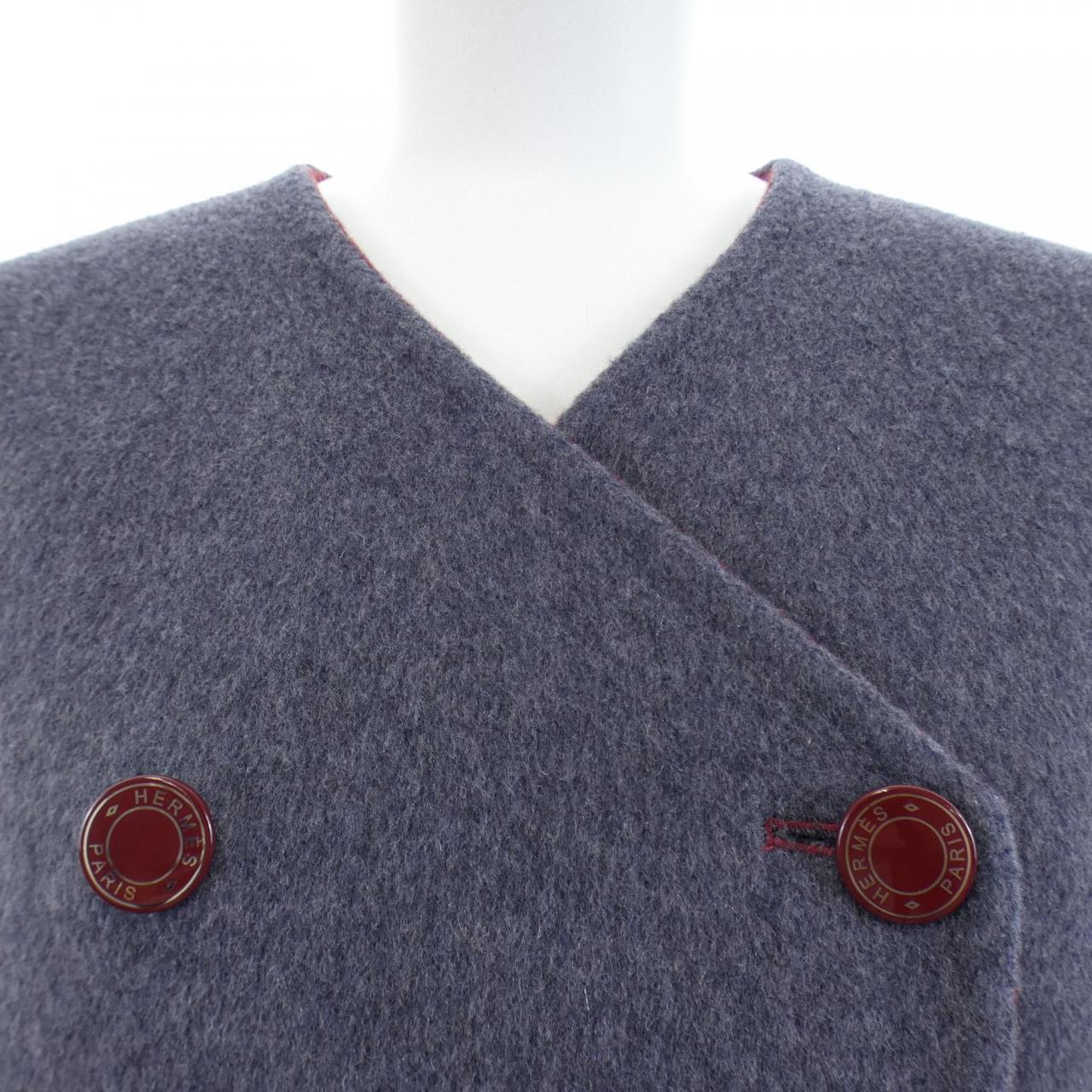 エルメス カシミヤノーカラージャケット