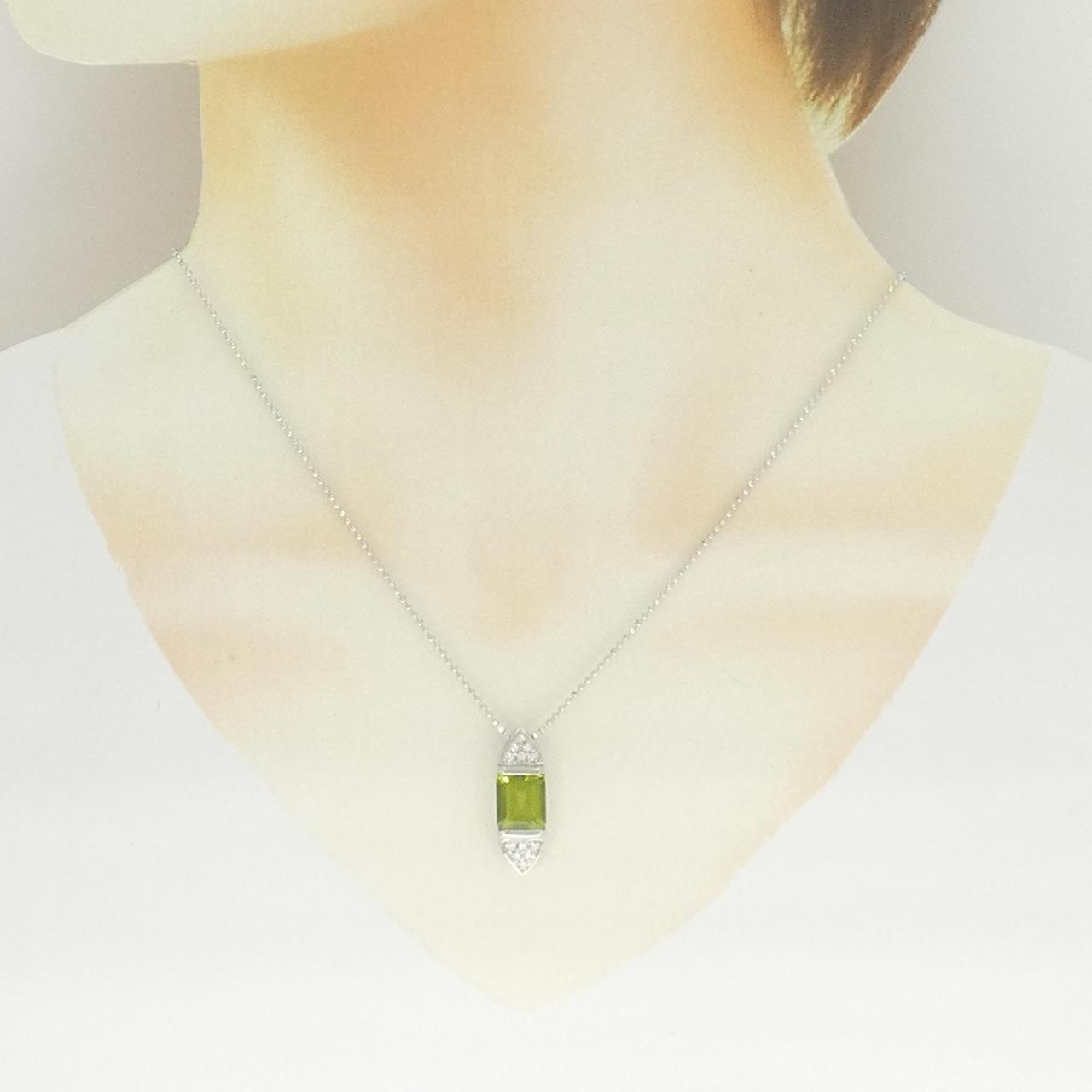 プラチナ950 プラチナ850 ペリドット ダイヤモンド ネックレス