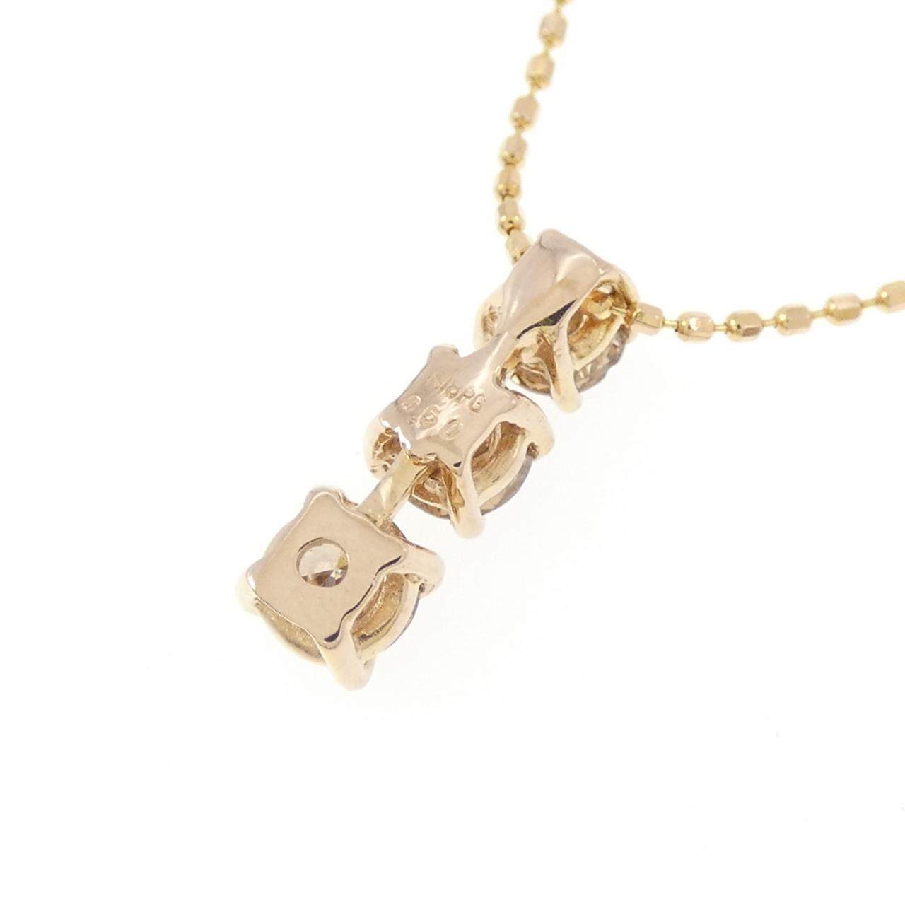 Au750 スリーストーン 0.50CT ダイヤモンドネックレス