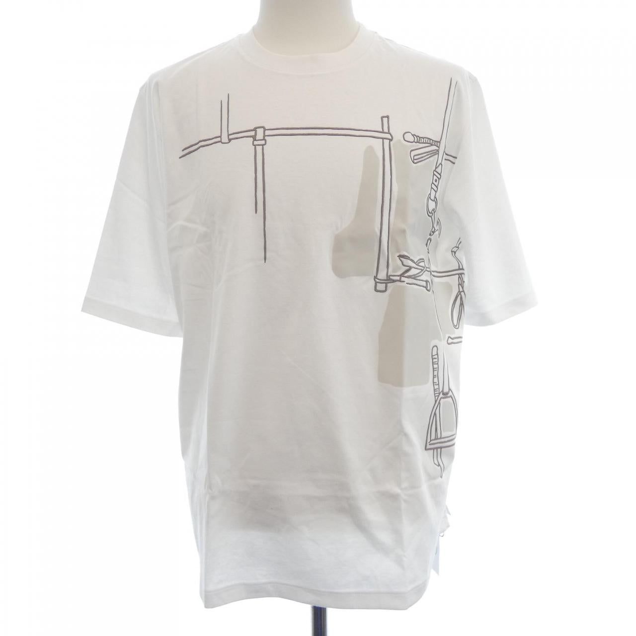 エルメス HARNAIS EN GOUACHE 3D コットンTシャツ