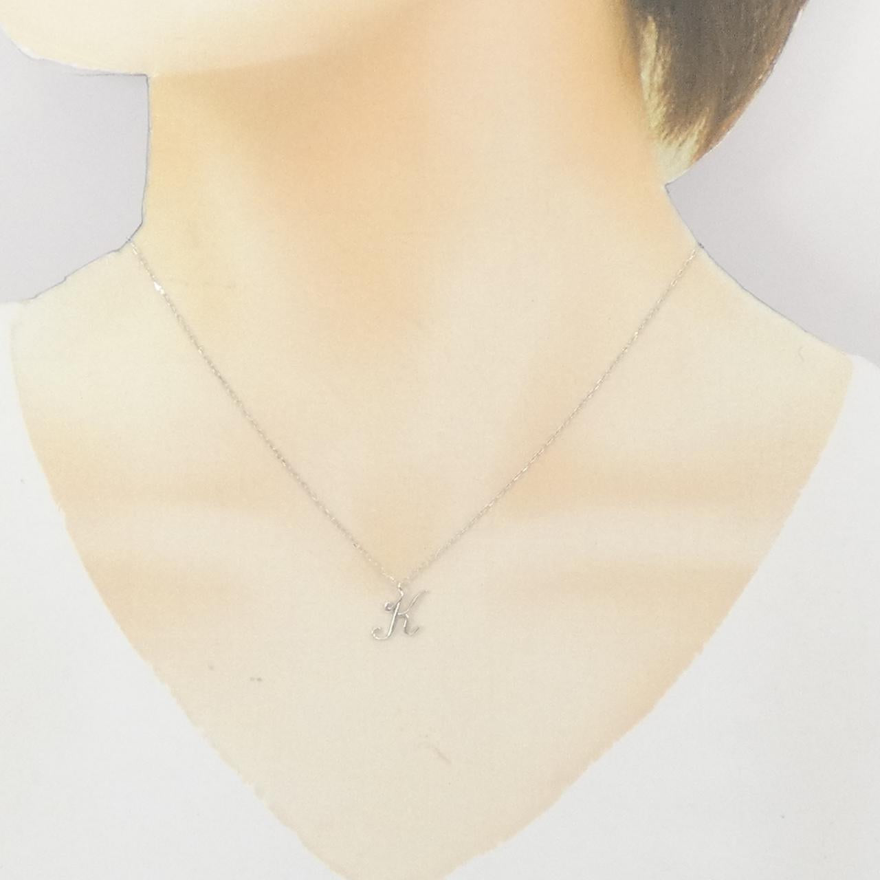 K10ホワイトゴールドイニシャルKネックレス