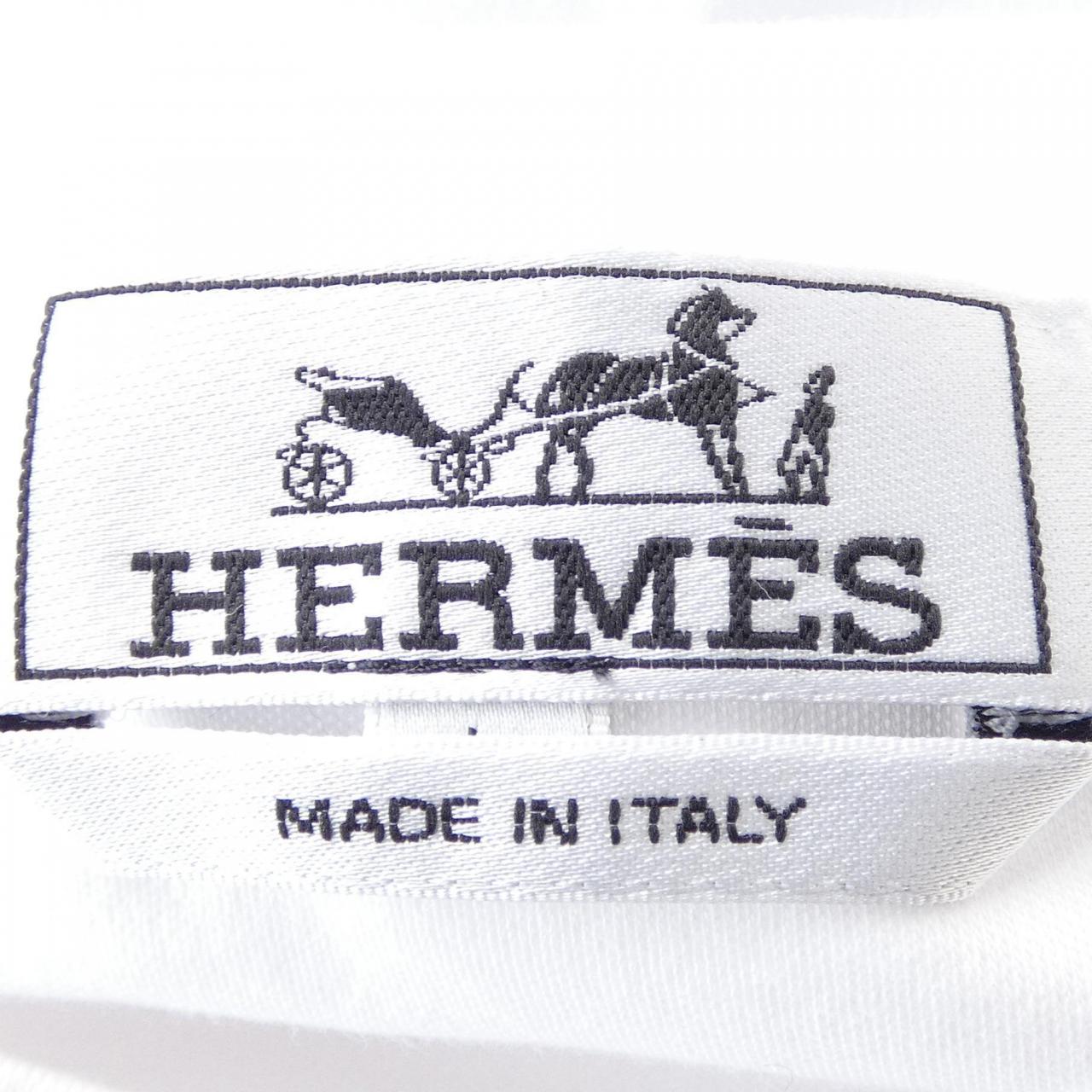 エルメス Tシャツ レザー ディテール Tシャツ L
