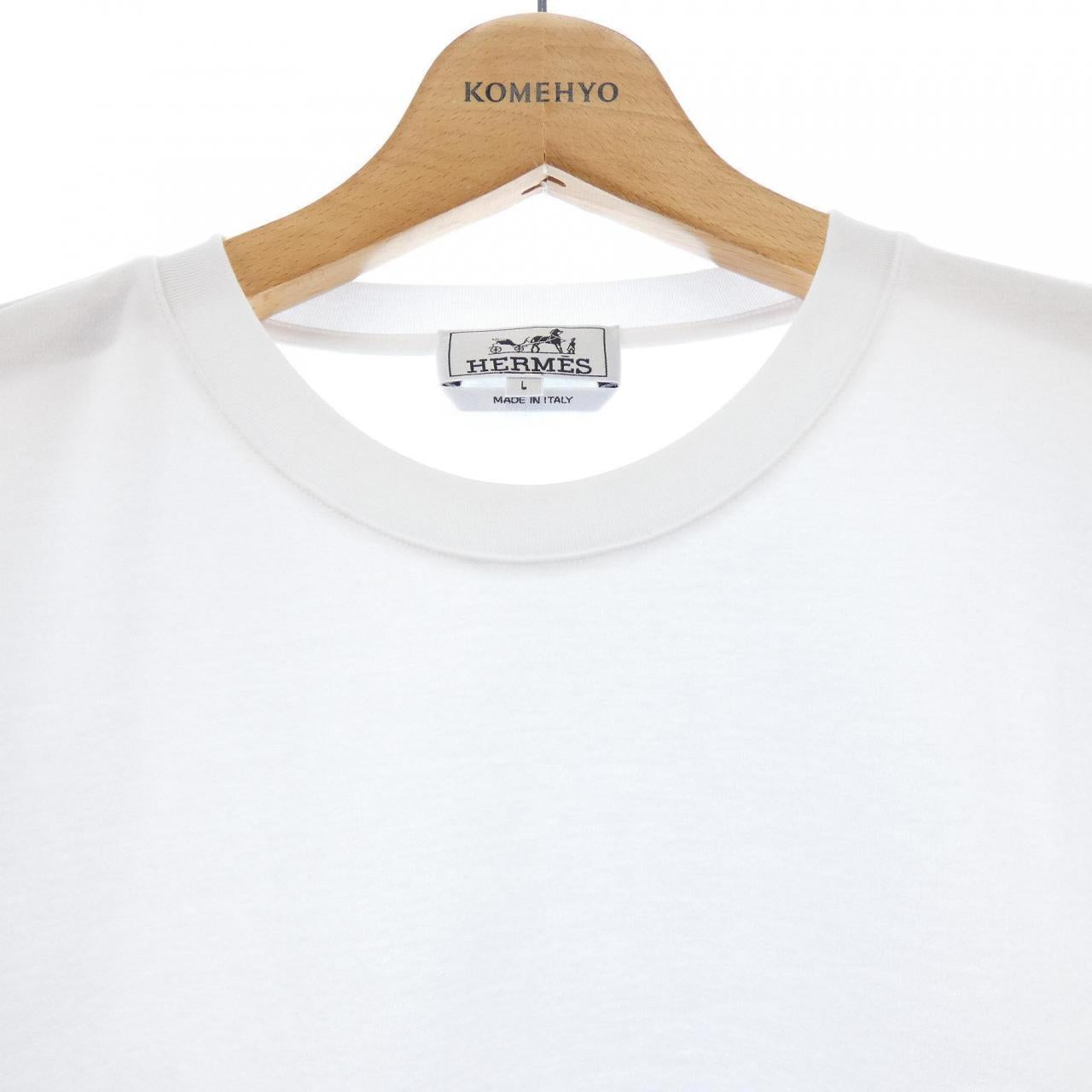 エルメス Tシャツ レザー ディテール Tシャツ L