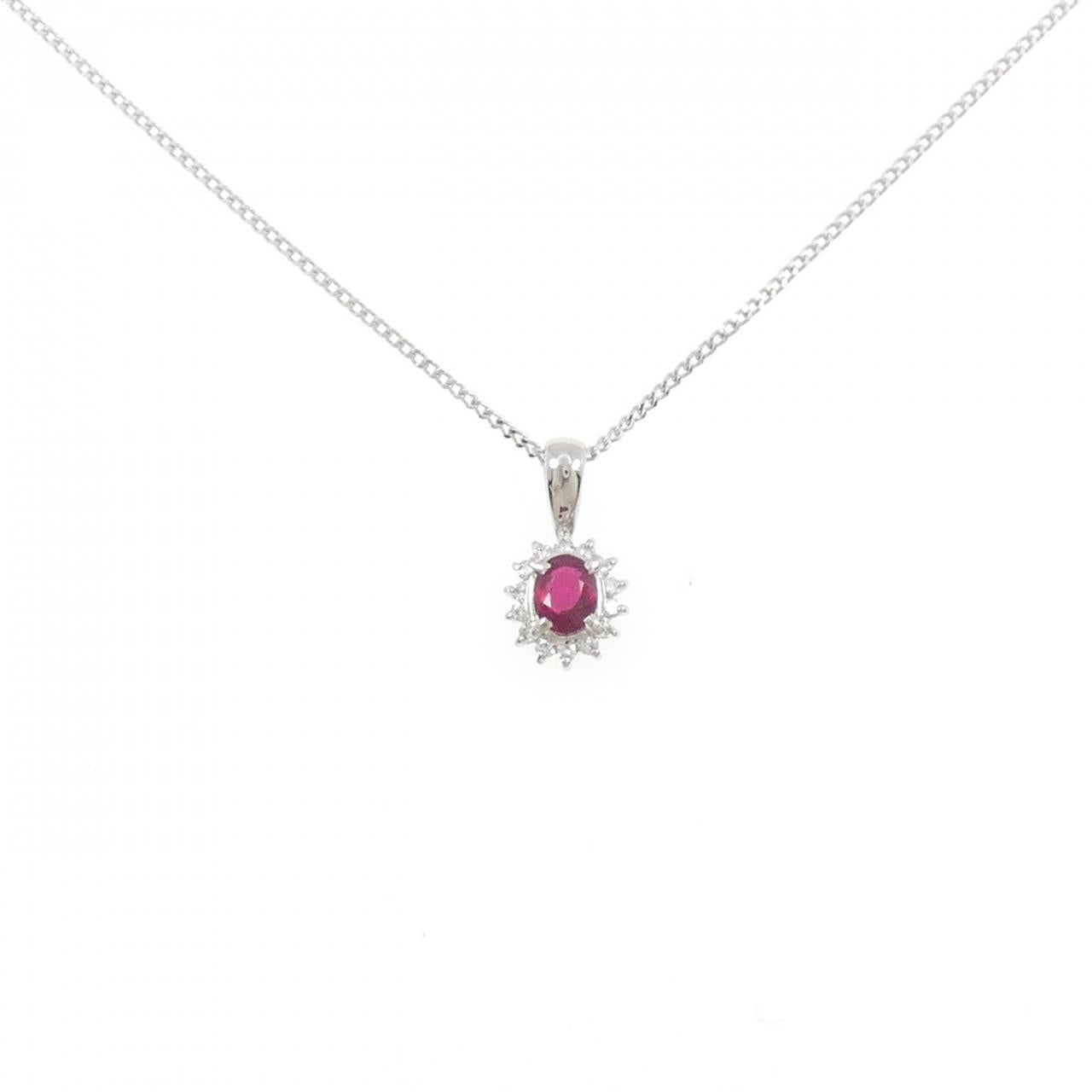 プラチナ 0.33CT ルビーダイヤモンドネックレス