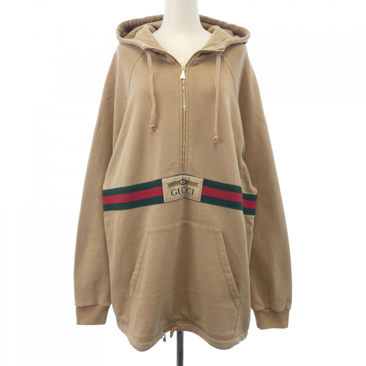 グッチ ウェブ&GUCCIラベル コットンパーカー