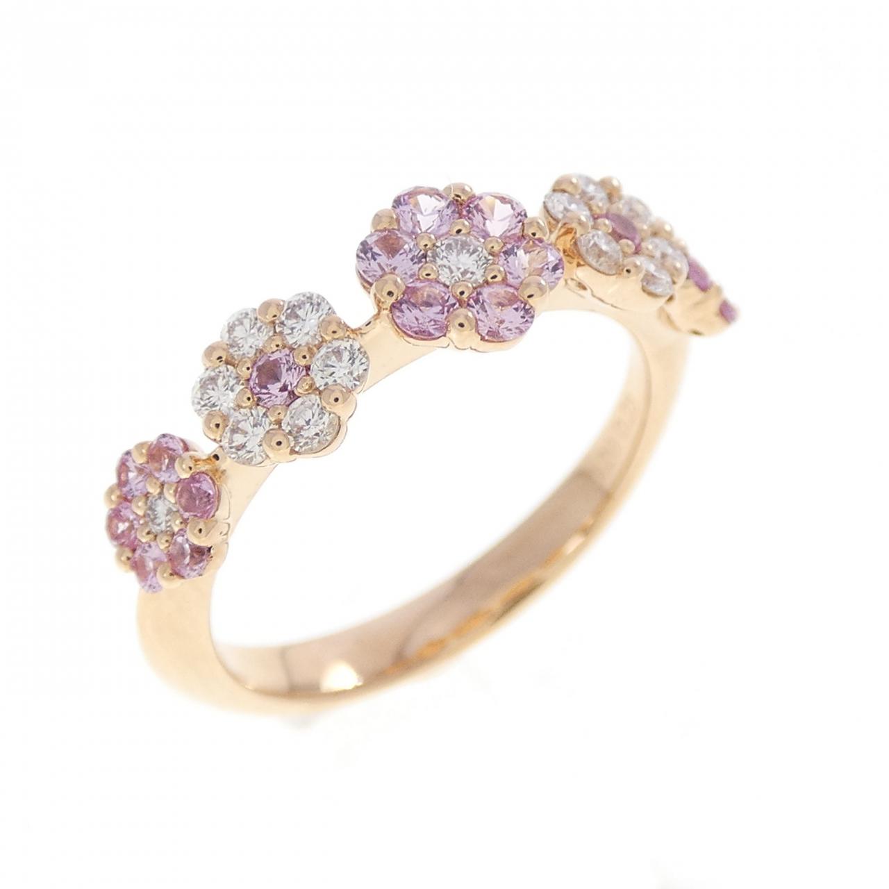 ポンテヴェキオ Au750 フラワー サファイア ダイヤモンド リング