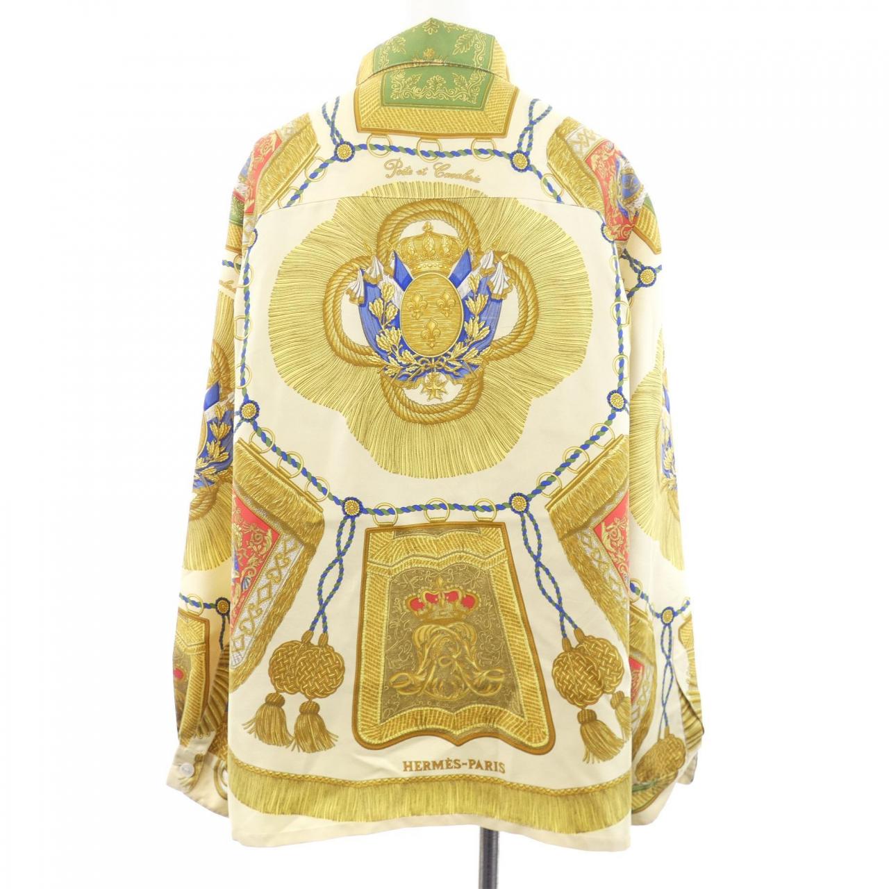 エルメス POSTE ET CAVALERIE シルクシャツ