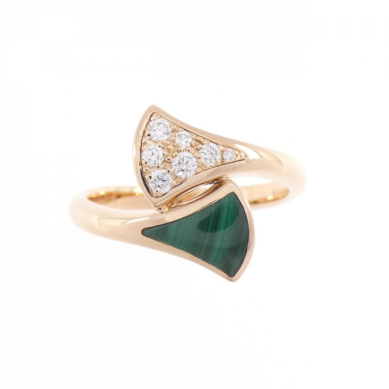 ブルガリ ディーヴァドリーム 750ピンクゴールド マラカイト ダイヤモンド リング 8号