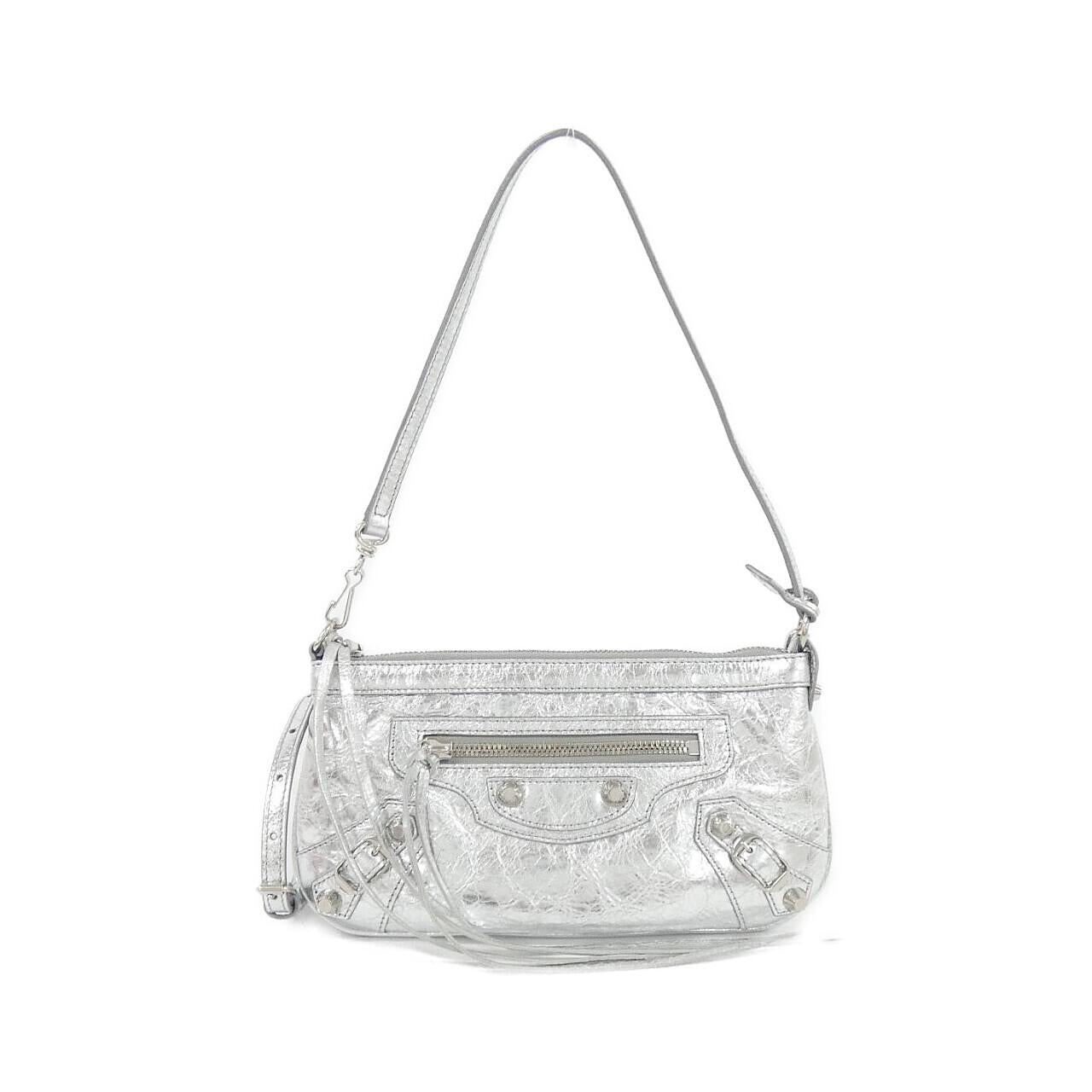 バレンシアガ LE CITY POUCH メタリックレザー ショルダーバッグ