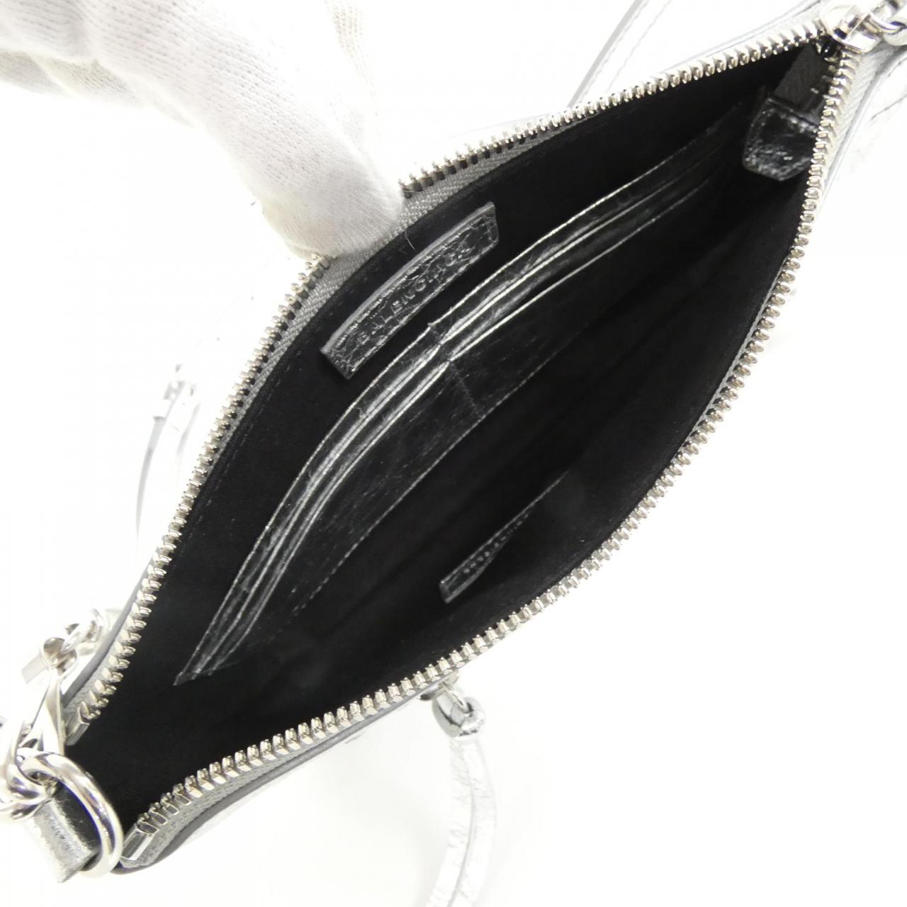 バレンシアガ LE CITY POUCH メタリックレザー ショルダーバッグ